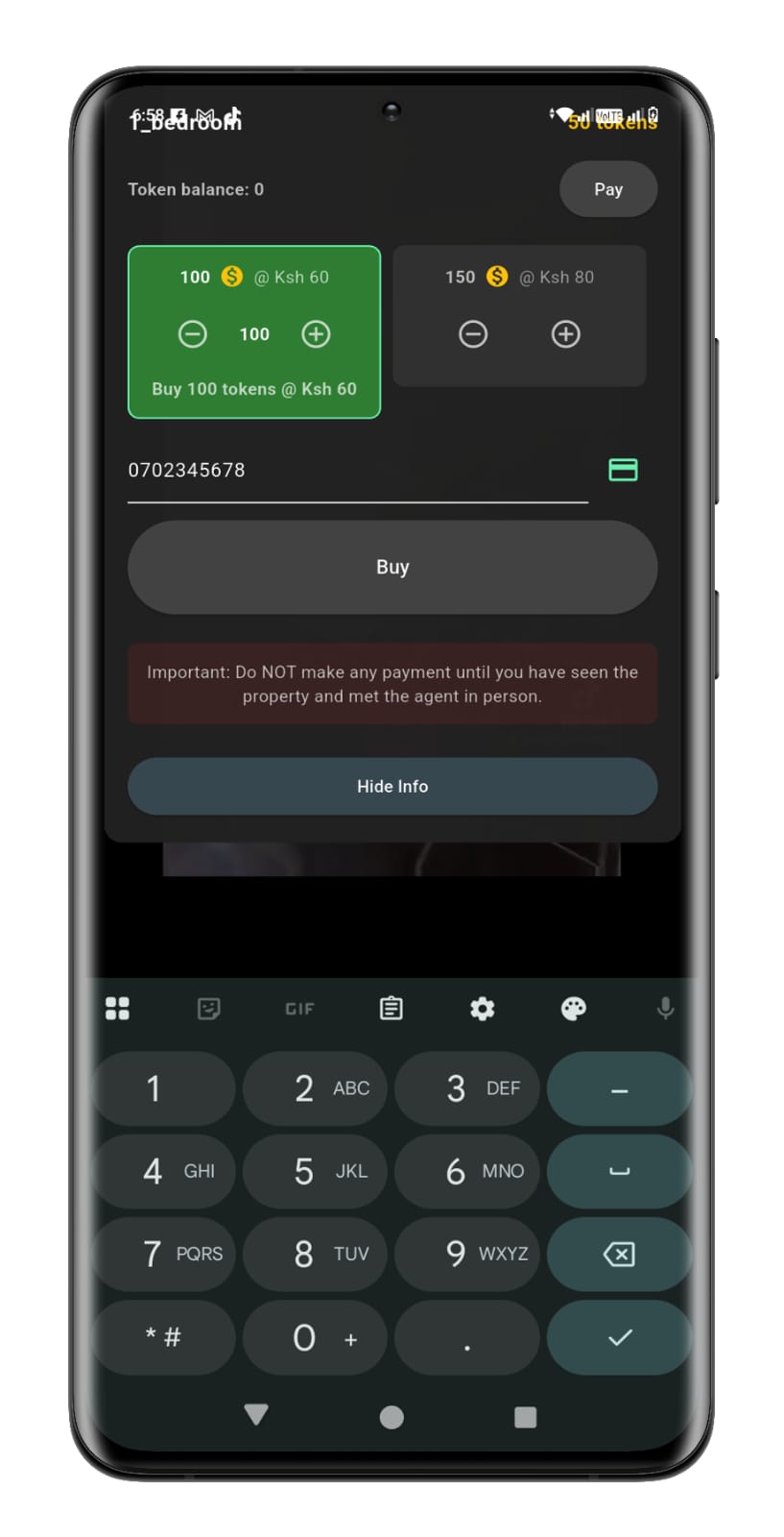 NokNok Token Purchase Screen